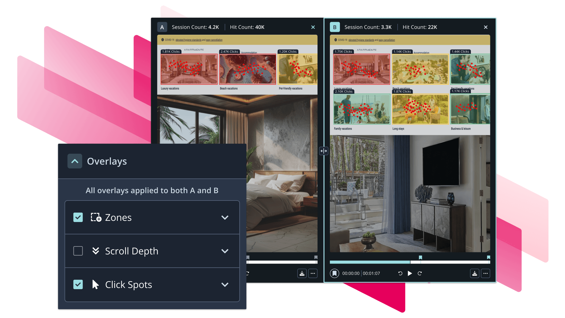 Interactive heatmap tool showing top interaction zones by user segment.