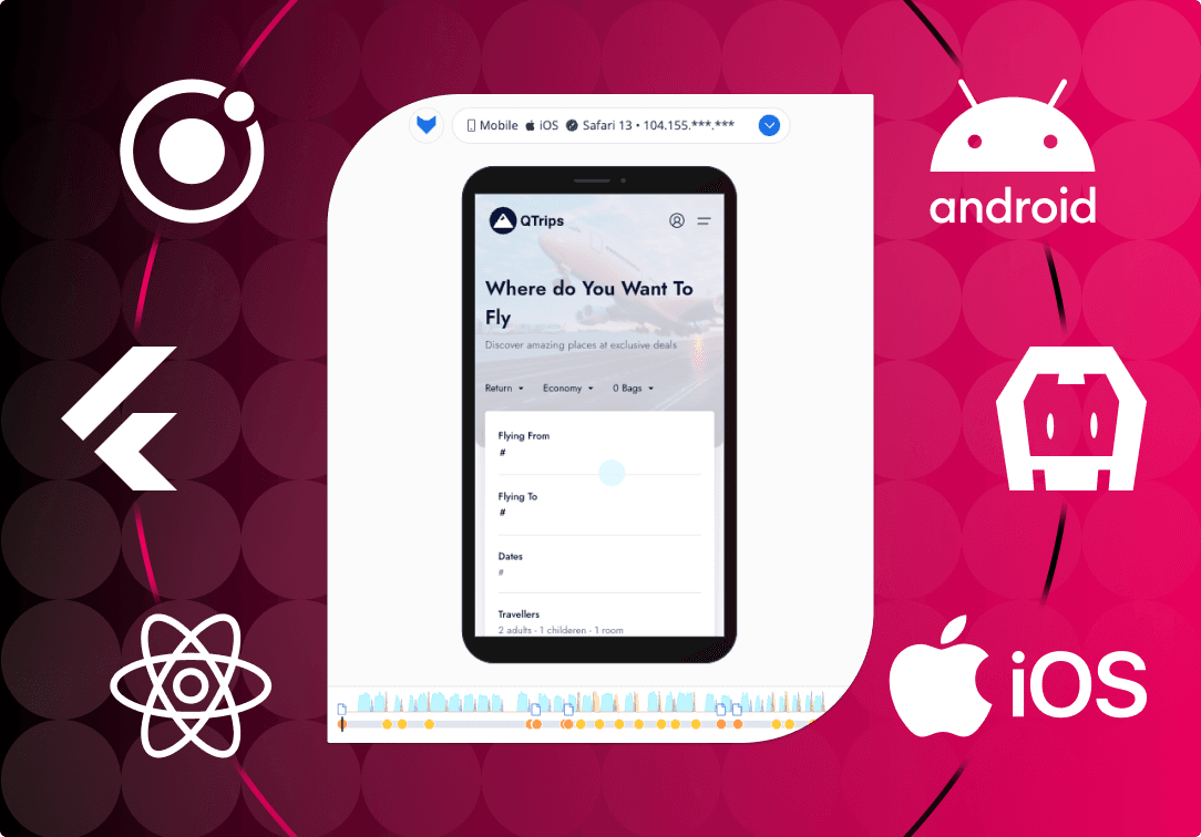 Flight booking page with payment error message, API call failure, and AI session summary in hospitality analytics